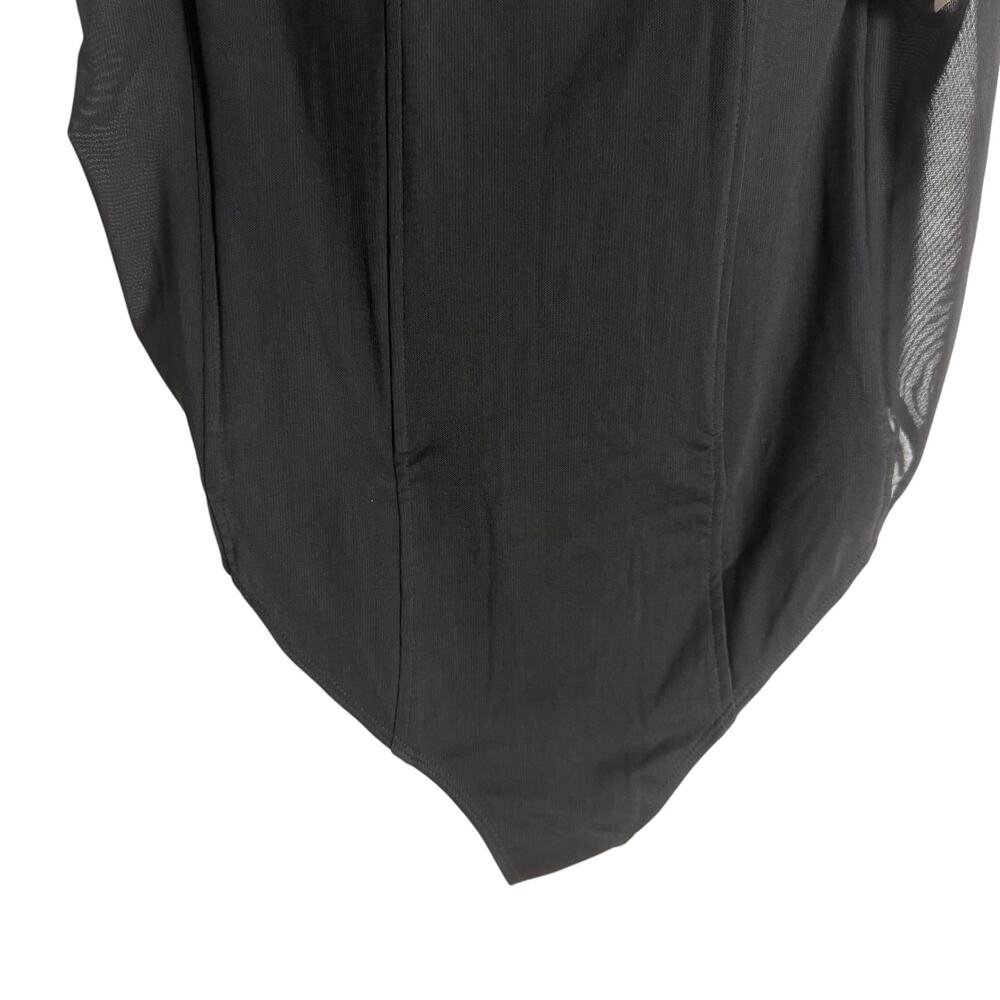 Good American Mesh Mix Corset Thong Straight Neck Black Bodysuit Plus Size 4XL - Picture 5 of 8